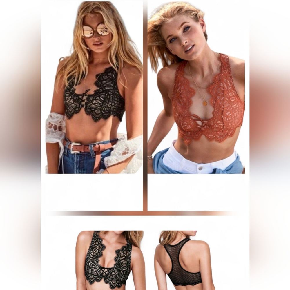 Victoria's Secret Lace Bralette Set in Black and Rust